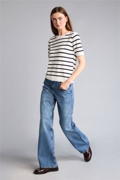 Straight Fit Yüksek Bel Jean Pantolon