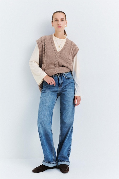 Straight Wide Yüksek Bel Jean