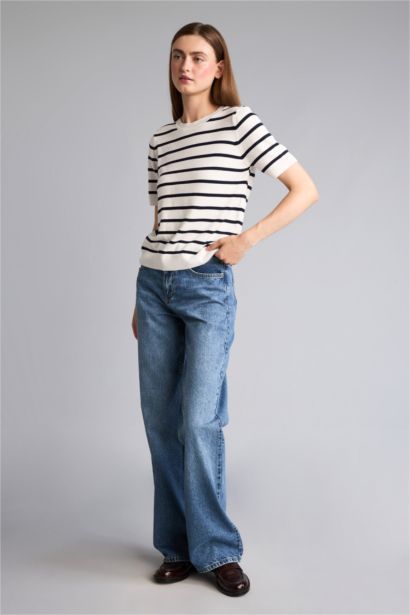 Straight Fit Yüksek Bel Jean Pantolon