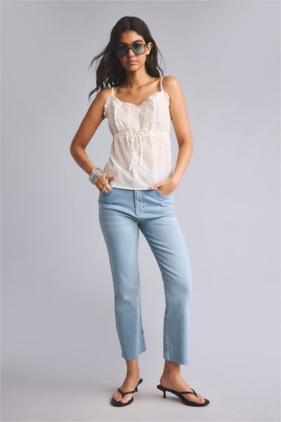 Yüksek Bel Crop Kesim Jean Pantolon