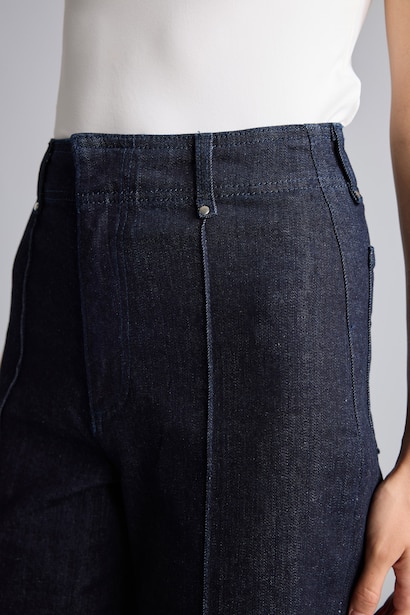 Ön Dikişli Yüksek Bel Jean Pantolon