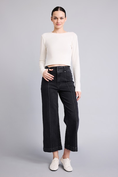 Culotte Yüksek Bel Jean Pantolon