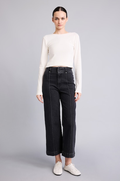 Culotte Yüksek Bel Jean Pantolon
