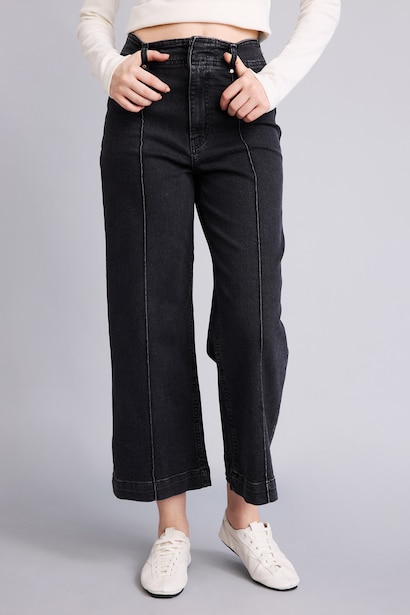 Culotte Yüksek Bel Jean Pantolon
