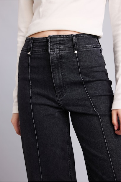 Culotte Yüksek Bel Jean Pantolon