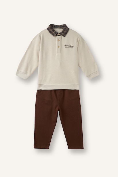 2 piece Regular Fit Shirt Collar Set