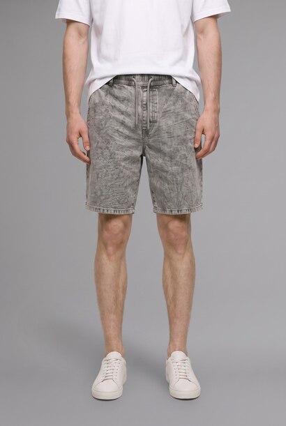 Relax Fit Elastic Waist Denim Shorts