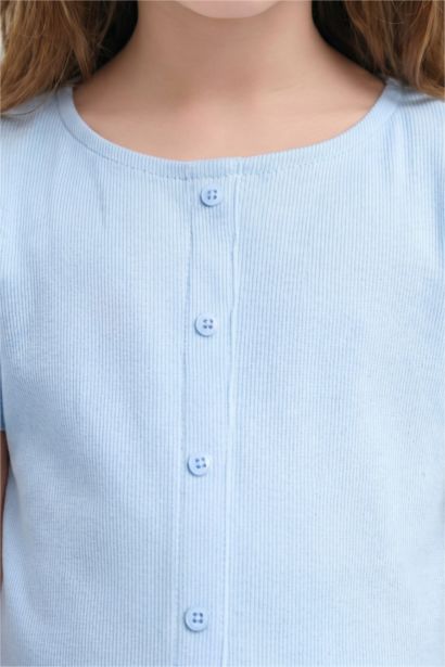 Fitted Uzun Kollu Fitilli Tişört Kız Çocuk