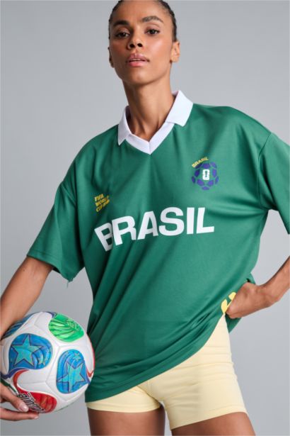 Oversize Kısa Kollu Brasil Baskılı Tişört