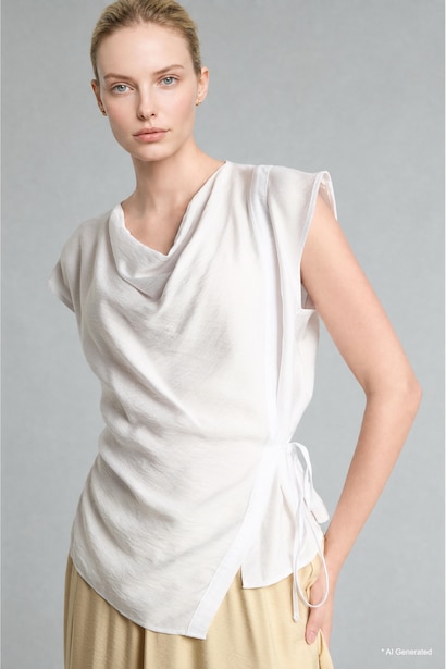 Degaje Neck Sleeveless Blouse