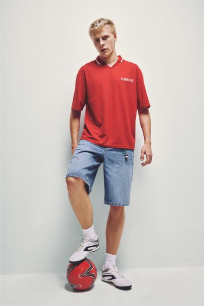 Boxy Fit Baskılı Polo Tişört