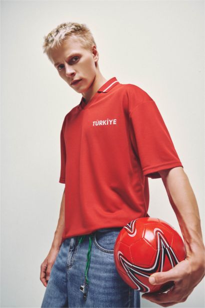 Boxy Fit Baskılı Polo Tişört