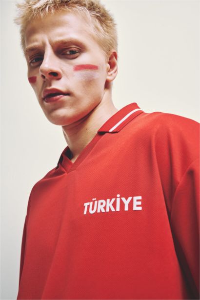 Boxy Fit Baskılı Polo Tişört