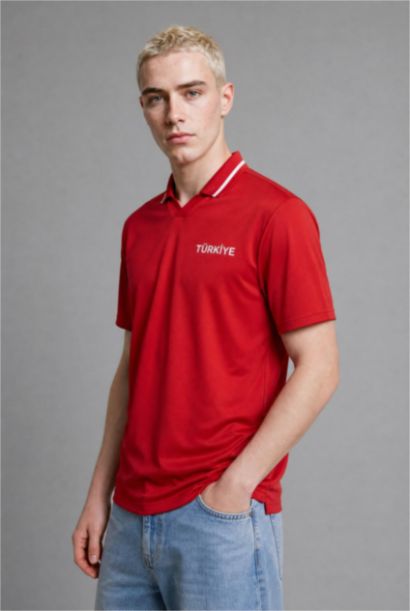 Boxy Fit Baskılı Polo Tişört