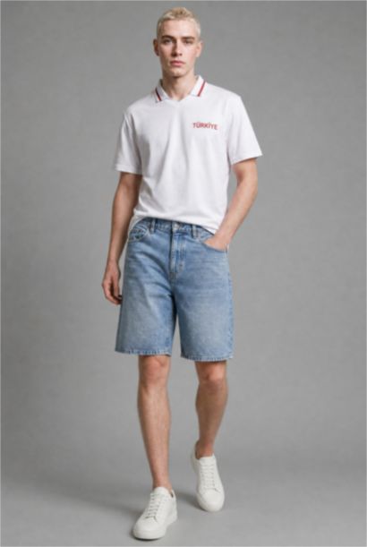 Boxy Fit Baskılı Polo Tişört