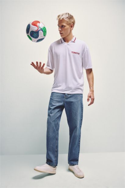 Boxy Fit Baskılı Polo Tişört