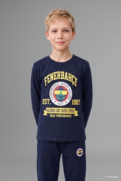 %100 Pamuk 2'li Pijama Takımı Fenerbahçe Baskılı Erkek Çocuk