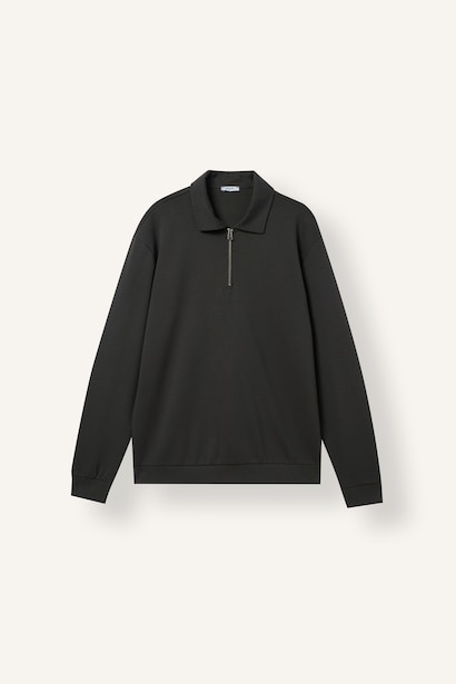 Regular Fit Fermuarlı Polo Basic Sweatshirt