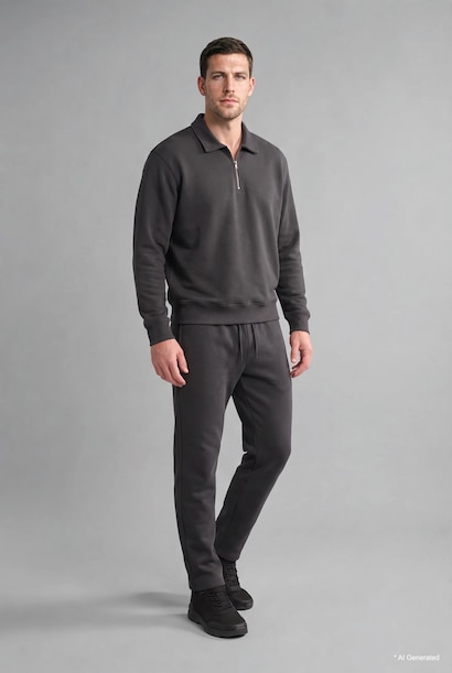 Regular Fit Fermuarlı Polo Basic Sweatshirt