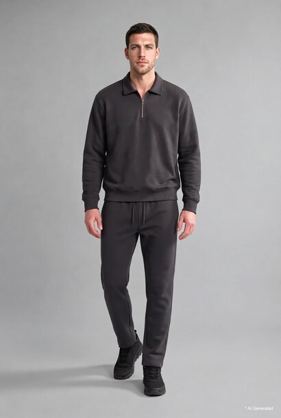 Regular Fit Fermuarlı Polo Basic Sweatshirt