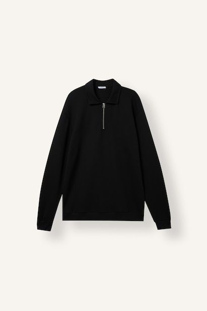 Regular Fit Fermuarlı Polo Basic Sweatshirt
