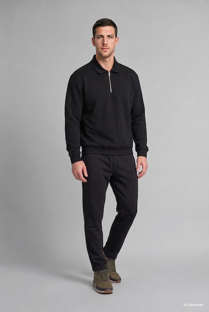 Regular Fit Fermuarlı Polo Basic Sweatshirt