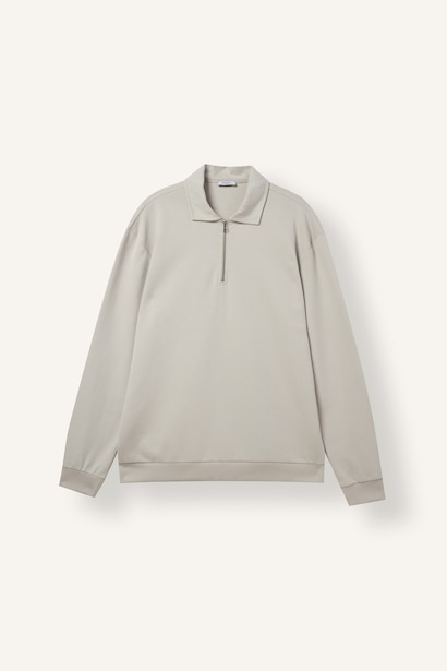 Regular Fit Fermuarlı Polo Basic Sweatshirt