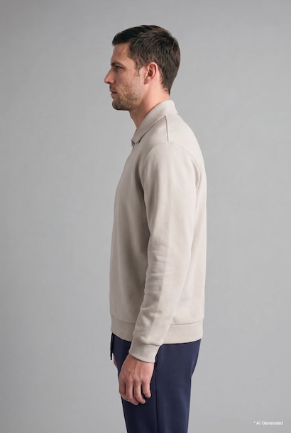 Regular Fit Fermuarlı Polo Basic Sweatshirt
