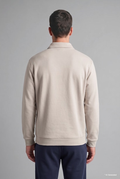 Regular Fit Fermuarlı Polo Basic Sweatshirt
