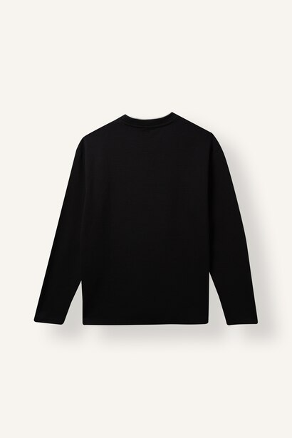 Regular Fit Çift Yaka Uzun Kollu Basic Tişört