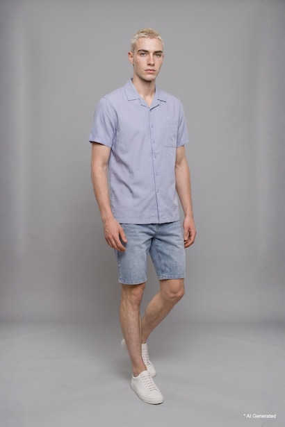 Boxy Fit Linen Blended Short Sleeve Shirt