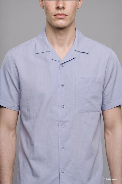 Boxy Fit Linen Blended Short Sleeve Shirt