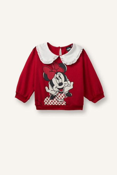 Regular Fit Mickey & Minnie Licensed Baby Collar Sweatshirt