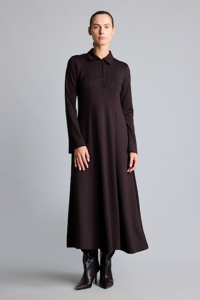 Polo Yaka A Kesim Maxi Elbise