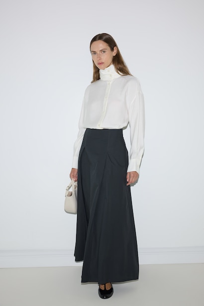 100% Cotton A-Line Poplin Maxi Skirt