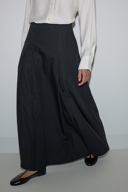 100% Cotton A-Line Poplin Maxi Skirt