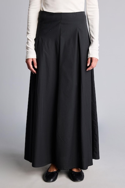 100% Cotton A-Line Poplin Maxi Skirt