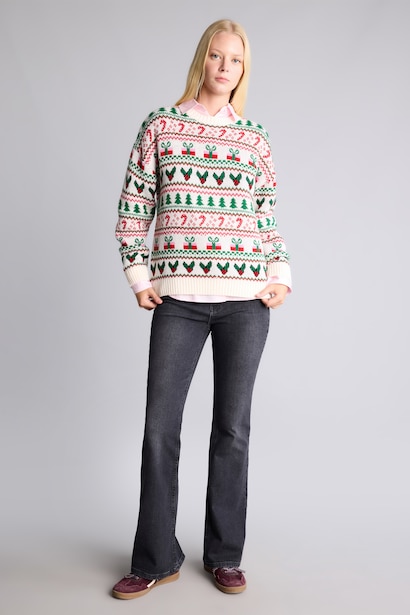 Regular Fit Crew Neck Knitted Christmas Pullover