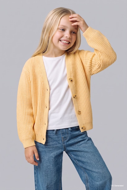 Regular Fit V-Neck Cardigan 3D