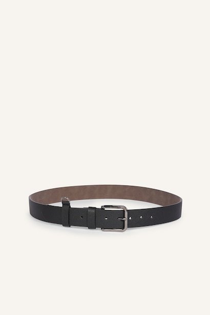Man Rectangular Metal Buckle Faux Leather Casual Belt