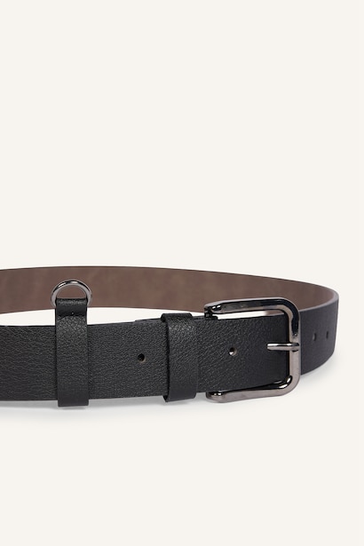 Man Rectangular Metal Buckle Faux Leather Casual Belt