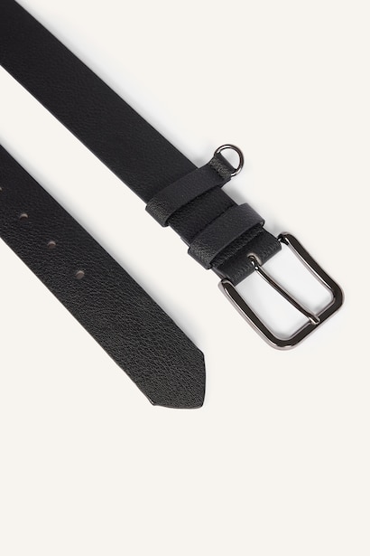 Man Rectangular Metal Buckle Faux Leather Casual Belt
