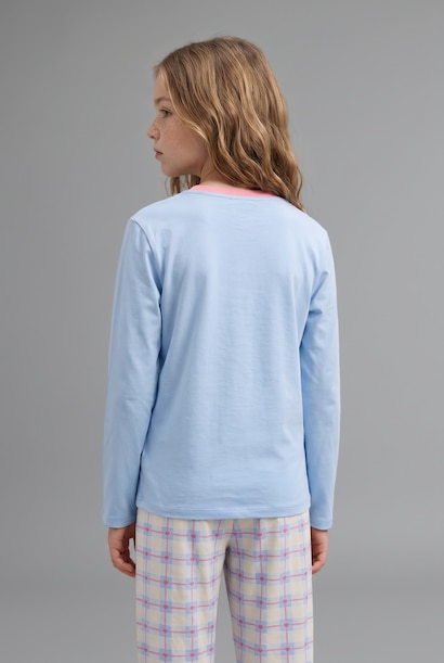 2'li Pijama Takımı Kareli Baskılı Kız Çocuk