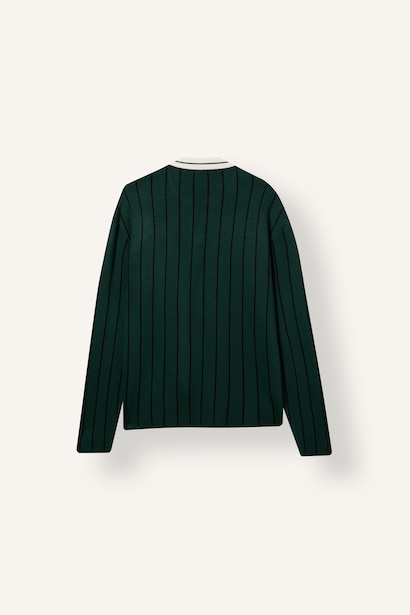 Çizgili Polo Yaka Relaxed Fit Kazak
