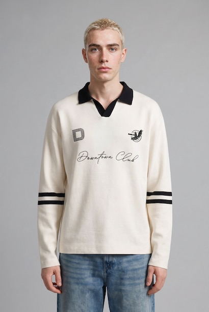 Relaxed Fit Polo Yaka Triko Kazak