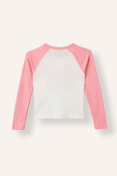 Reglan Kollu Baskılı Tişört Kız Çocuk