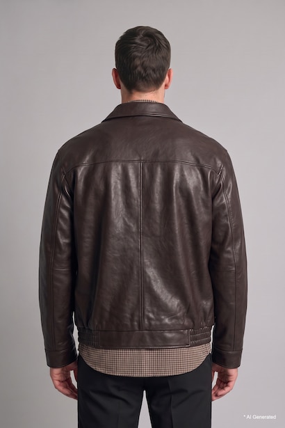 Oversize Kapak Cepli Suni Deri Mont