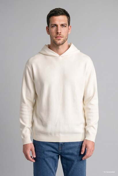 Relaxed Fit Kapüşonlu Triko Basic Kazak