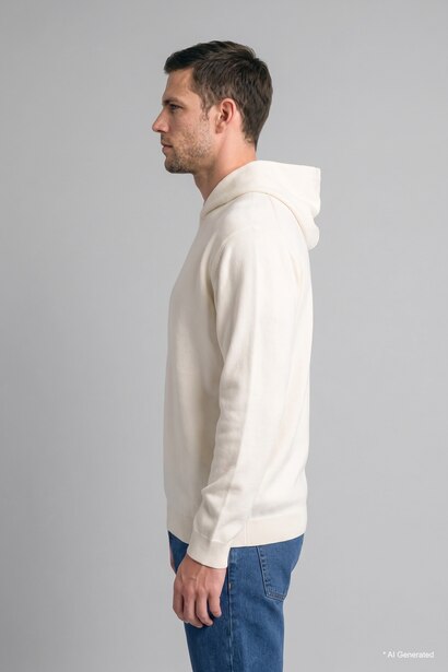 Relaxed Fit Kapüşonlu Triko Basic Kazak