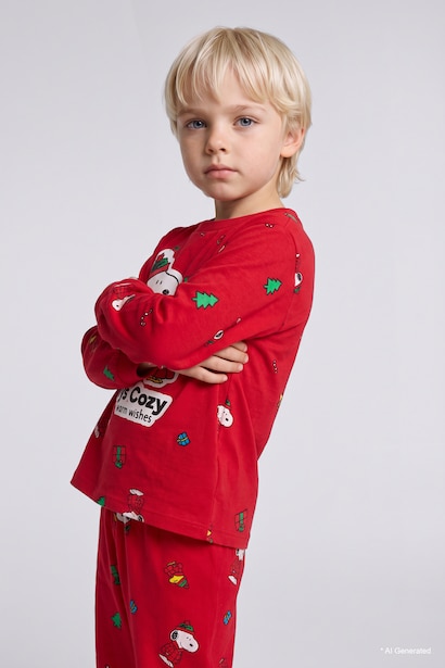 2 piece Regular Fit Snoopy Licensed Knitted Pyjamas